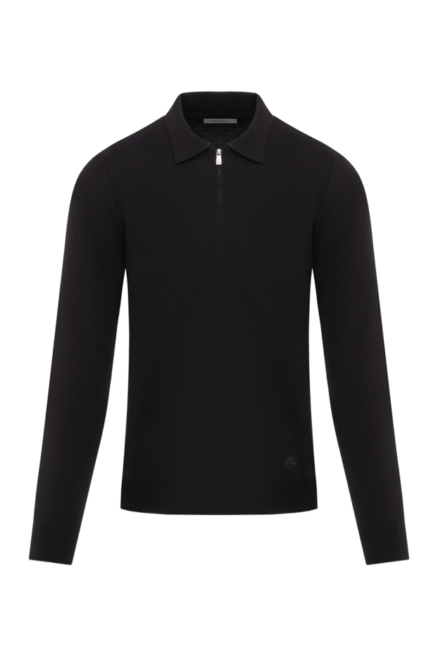 Corneliani black wool long sleeve polo shirt men 189216 - photo 1