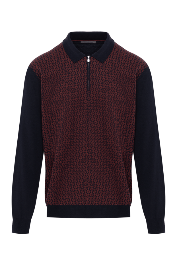 Corneliani long sleeve wool polo shirt blue and red 189217 - photo 1