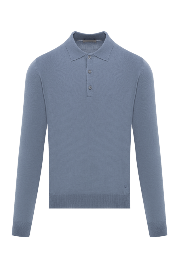 Corneliani long sleeve polo shirt in silky jersey in blue 189219 - photo 1