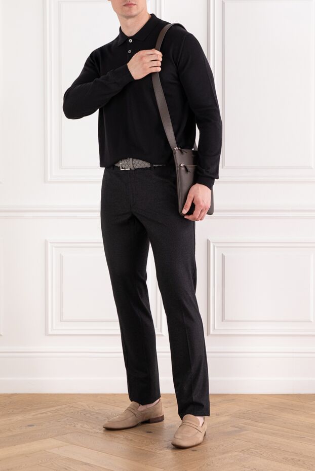 Corneliani black long sleeve polo shirt made of wool jersey
 189221 - photo 2