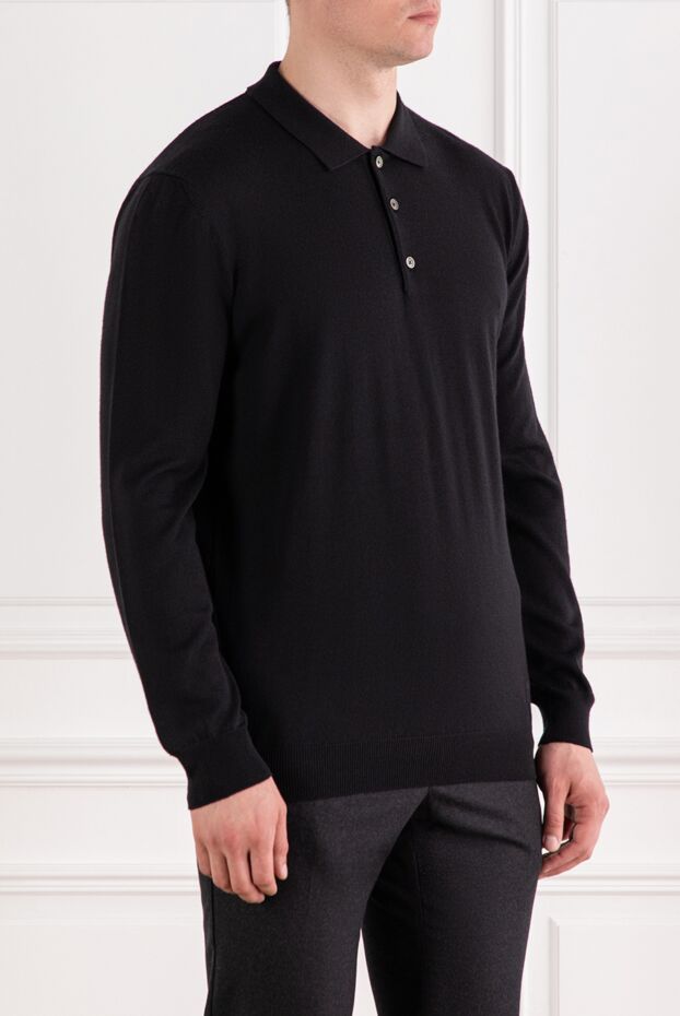 Corneliani black long sleeve polo shirt made of wool jersey
 189221 - photo 3