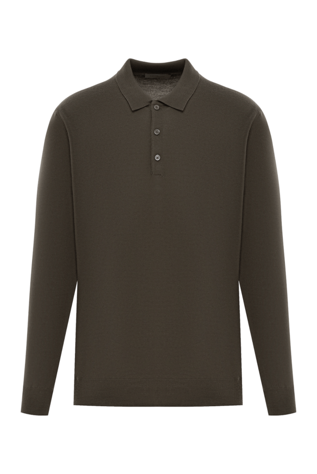 Corneliani green wool long sleeve button down polo shirt 189222 - photo 1