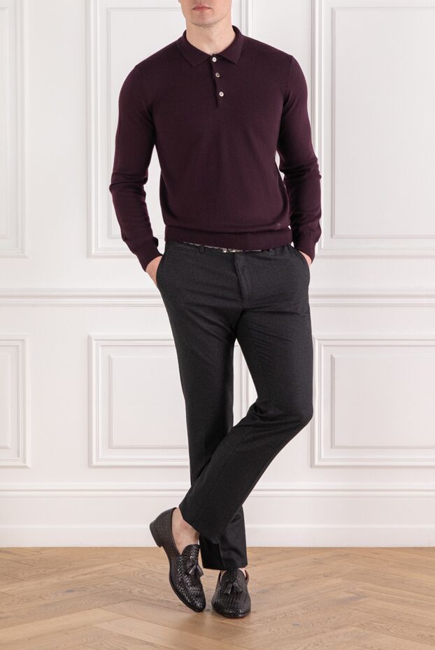 Corneliani wine-colored jersey polo with buttons
 189226 - photo 2
