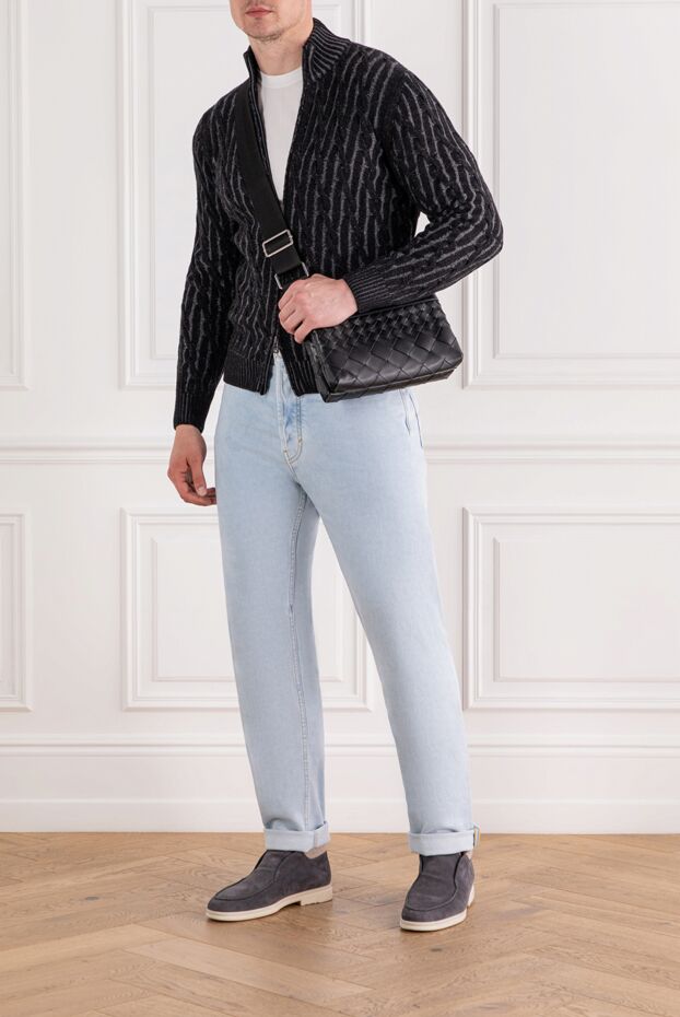 Ferrante knitted cardigan made of wool, black, with vertical woven texture
 189229 - photo 2