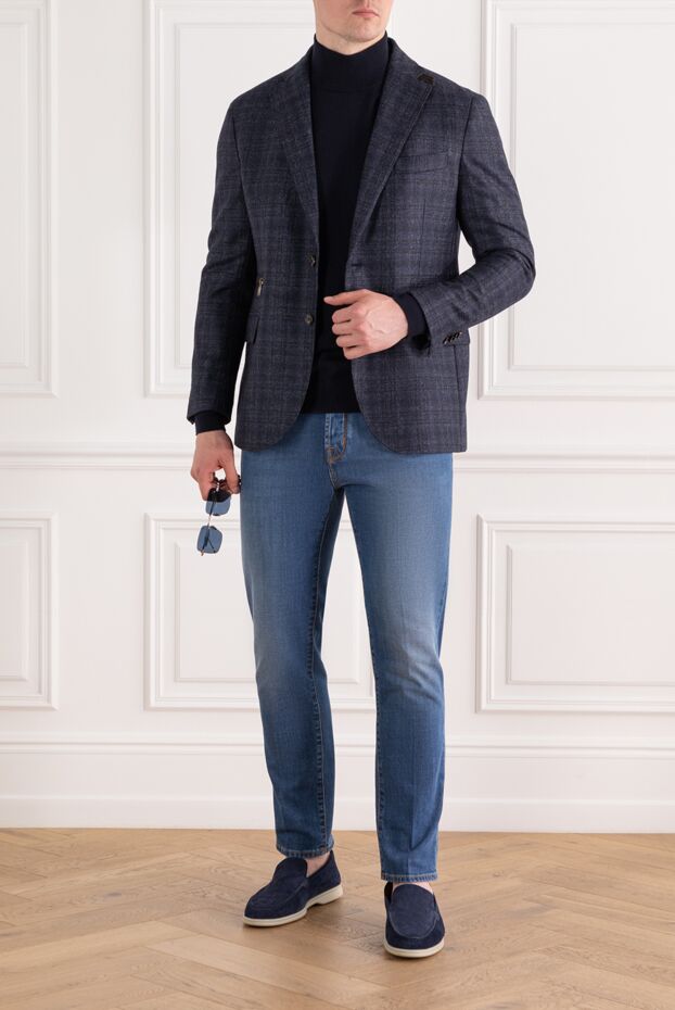 Corneliani navy blue wool jumper with stand-up collar and knitted cuffs
 189231 - photo 2