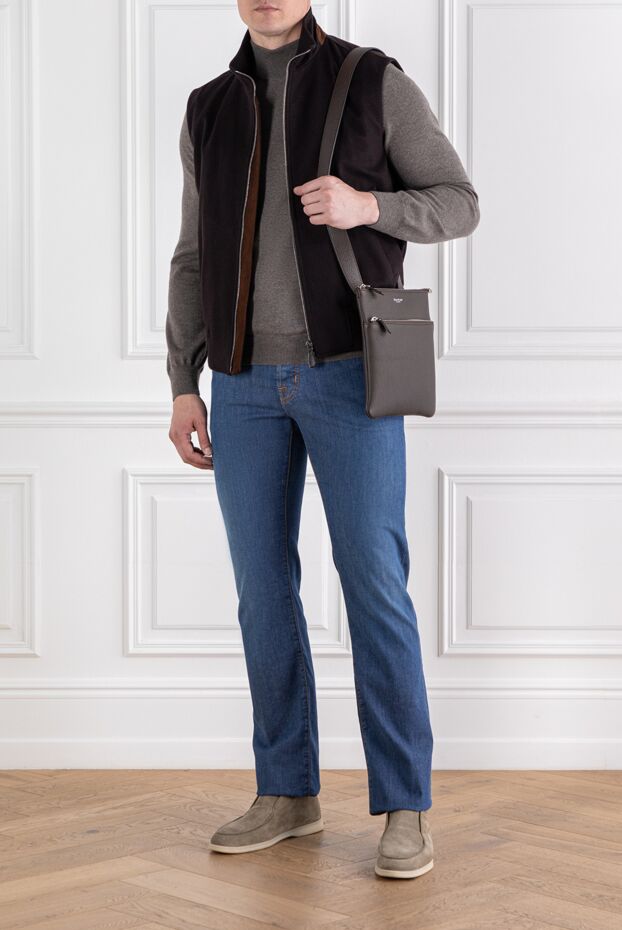 Corneliani коричневый шерстяной джемпер с воротником-стойкой и трикотажными манжетами
 189233 - фото 2