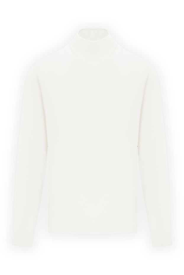 Men's white jumper with a stand-up collar made of wool - photo 1