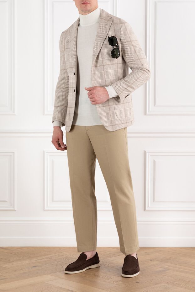 Men's white jumper with a stand-up collar made of wool - photo 2