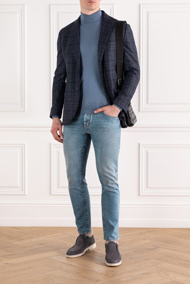 Corneliani light blue men's wool jumper with a stand-up collar
 189238 - photo 2