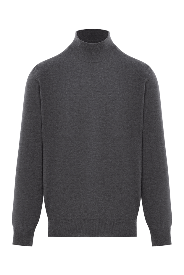 Corneliani мужской джемпер с воротником стойкой из шерсти серого цвета 189239 - фото 1