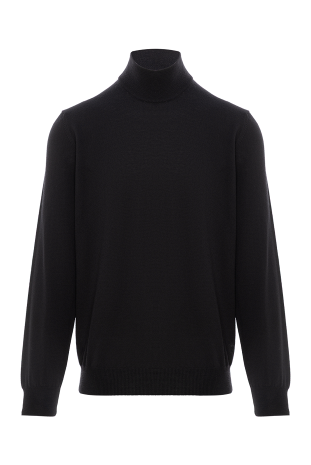 Men's jumper with a laconic design and a tight neckline, black
- photo 1