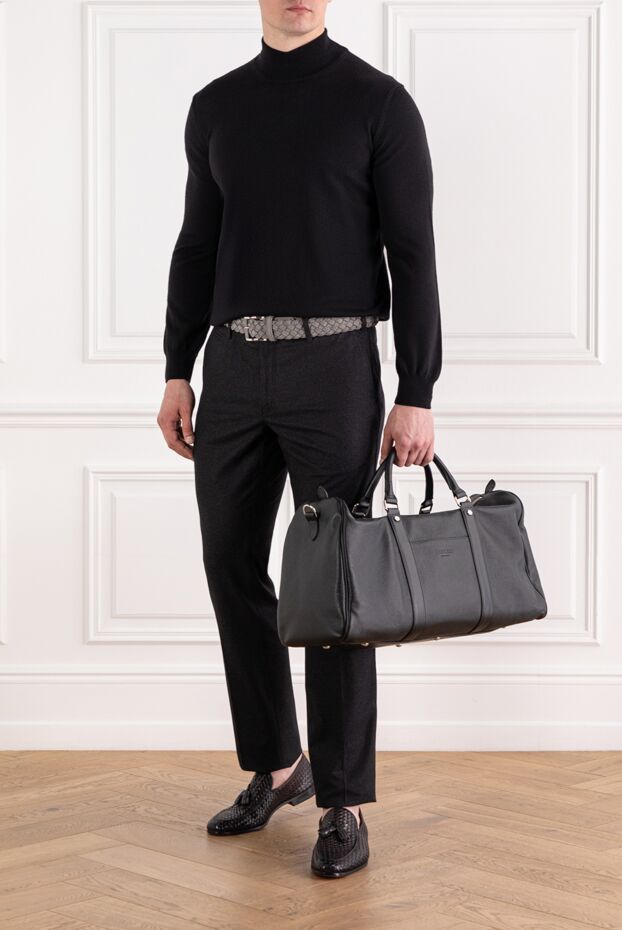 Men's jumper with a laconic design and a tight neckline, black
- photo 2