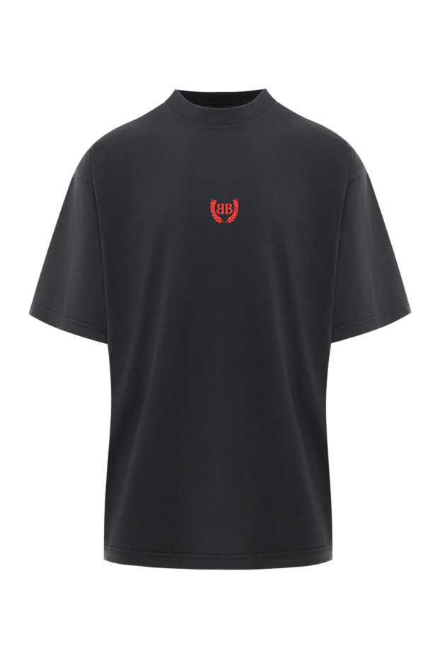 Balenciaga black cotton crew neck t-shirt with embroidered logo 189287 - photo 1
