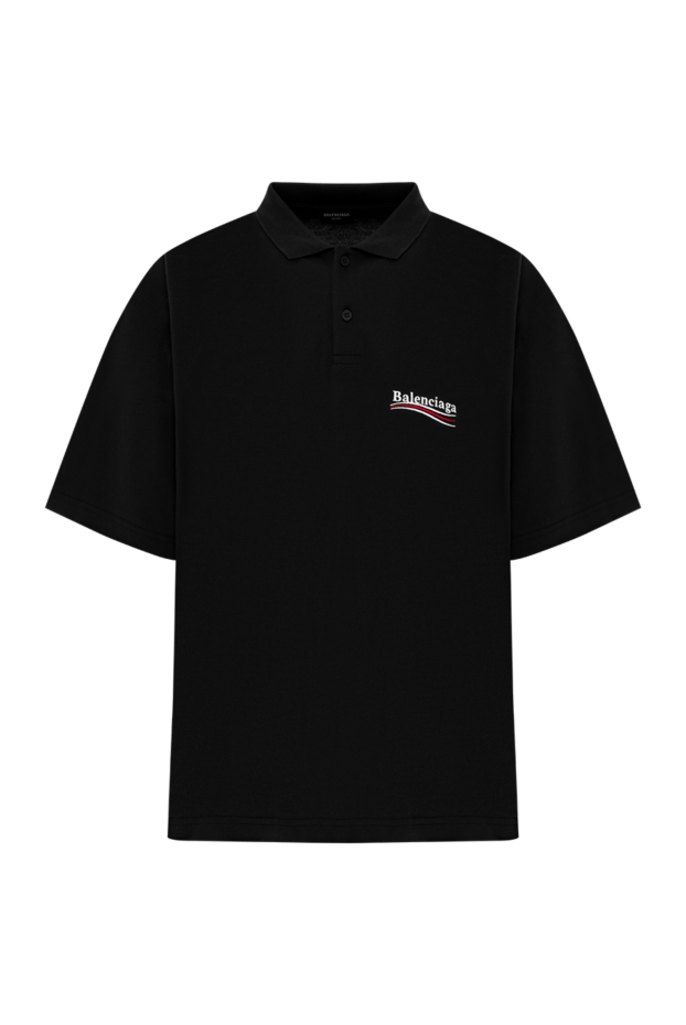 Men's Black Cotton Polo Shirt with Logo - photo 1