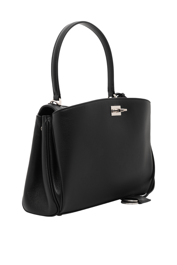 Balenciaga қара бұзау терісінен жасалған кішкентай әйелдер родео сөмкесі 189321 - фото 3