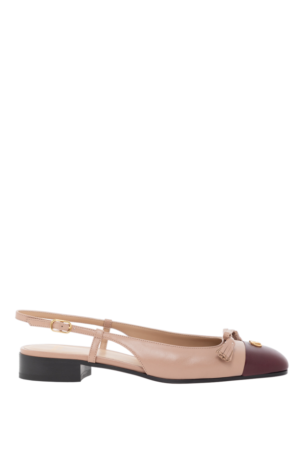 Valet Du Roi Two-Tone Leather Ballet Flats with Tassels Beige - photo 1