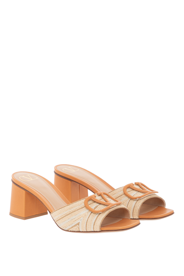 Valentino vlogo 60 sandals made of fabric and leather with stripes beige 189346 - photo 3