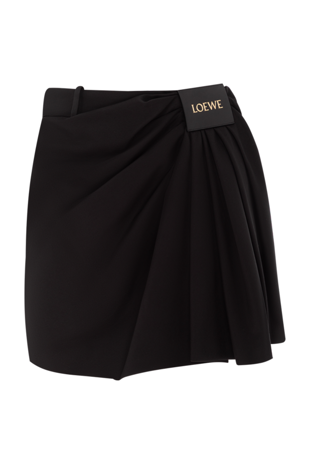 Loewe мақта және жібектен тоқылған қара түсті асимметриялы юбка 189352 - фото 1