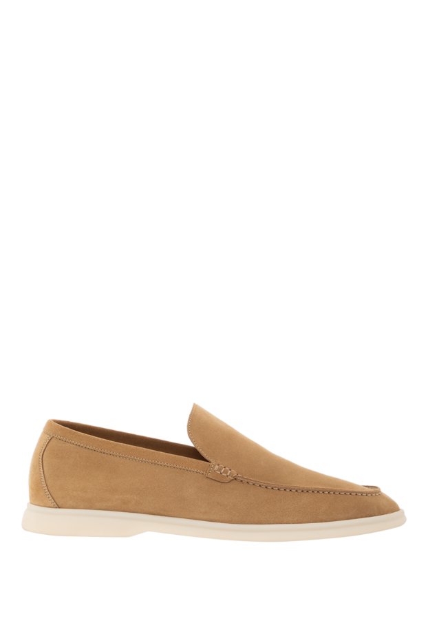 Summer walking moccasins made of suede beige with logo
- photo 1