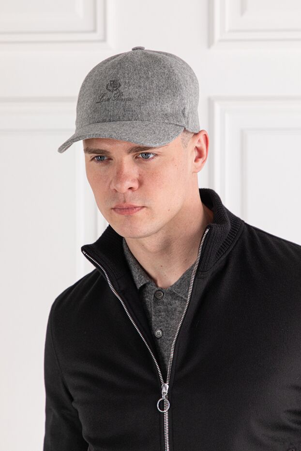 Loro Piana light and warm gray cashmere baseball cap for men 189393 - photo 2