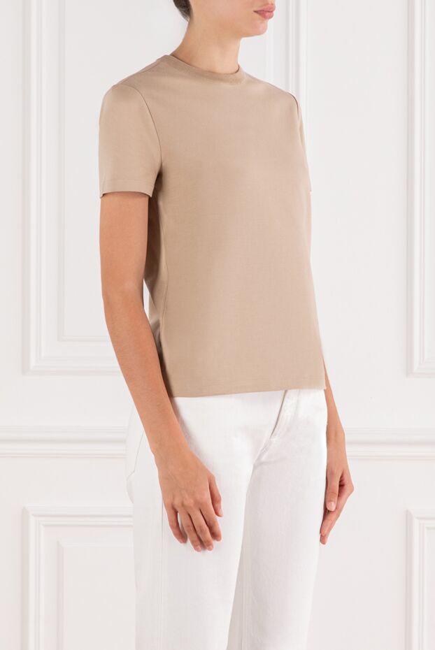 Loro Piana классикалық негізгі футболка my-t таза мақта жейде бежевый 189416 - фото 3