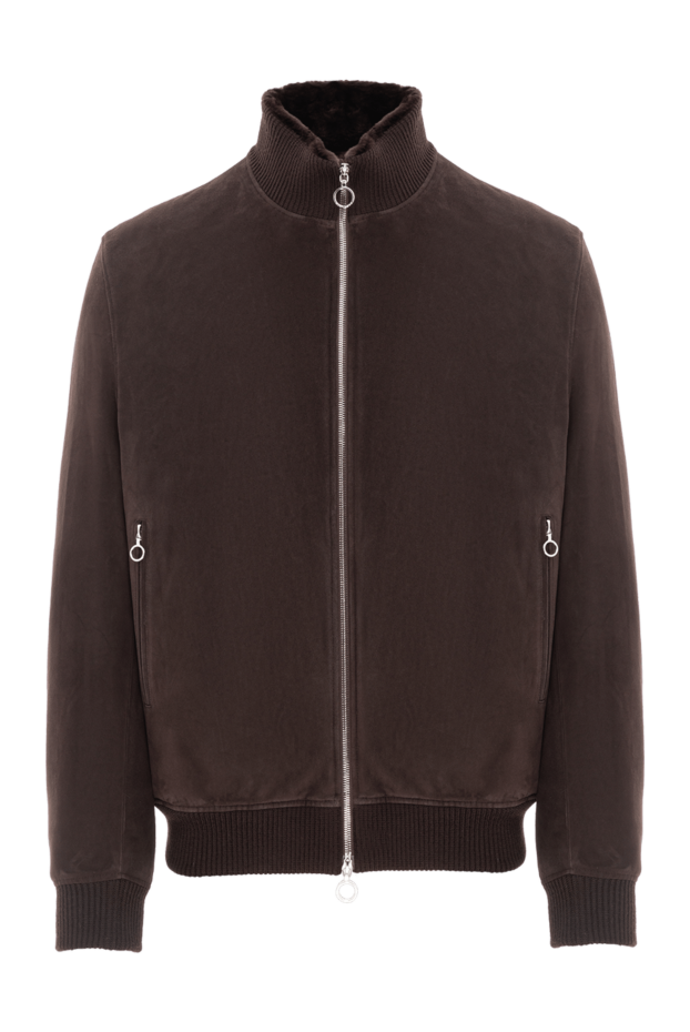 Seraphin suede bomber jacket with natural fur, brown, men's 189559 - photo 1