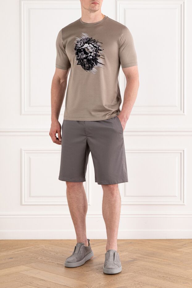 Zilli beige t-shirt with lion print and brand logo 189591 - photo 2