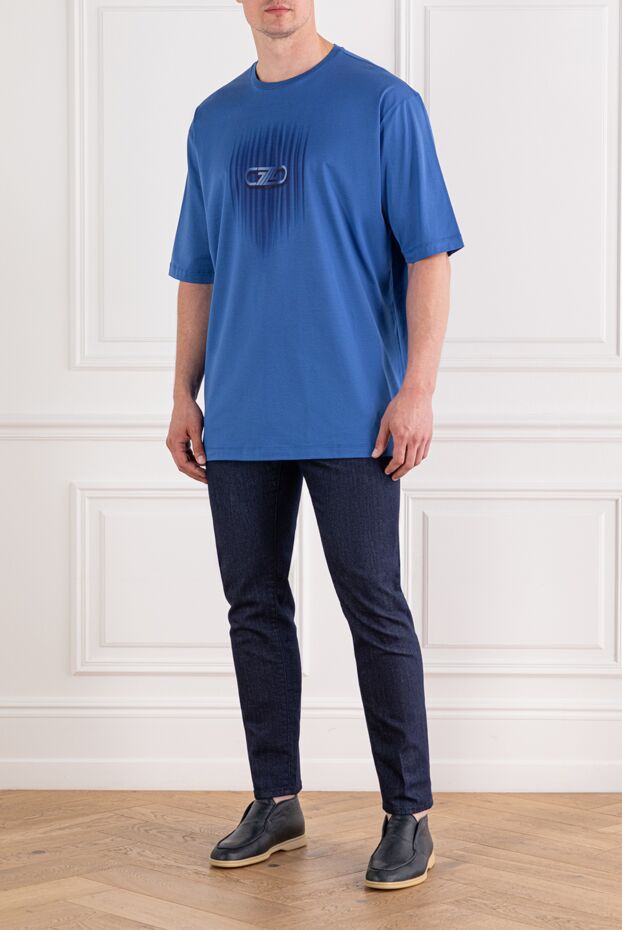 Zilli a laconic blue t-shirt with a logo in the same tone as the fabric
 189596 - photo 2