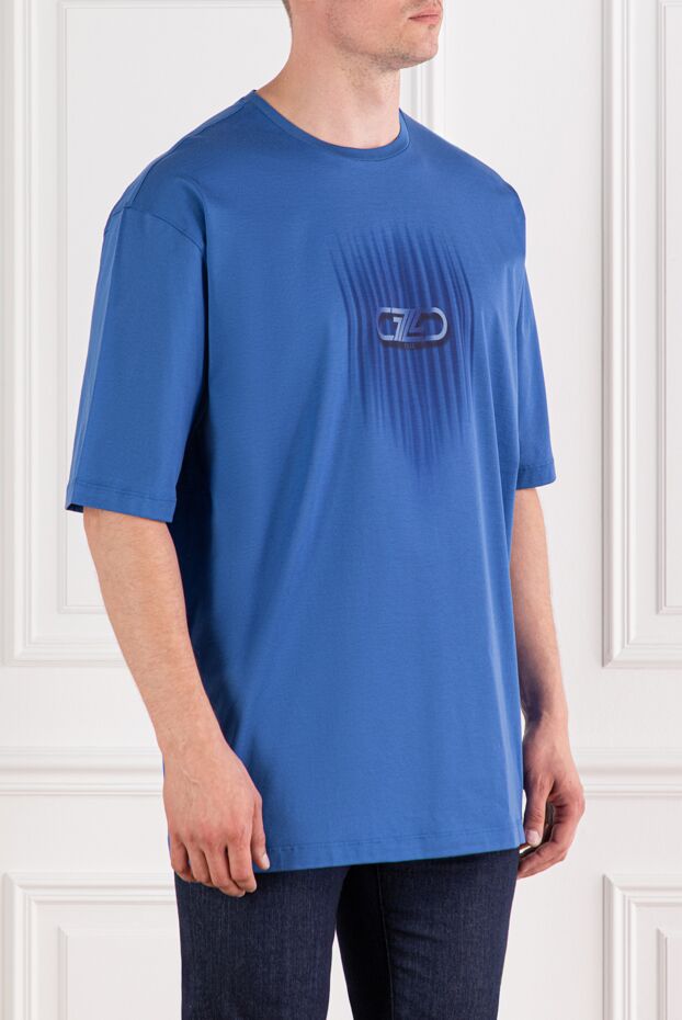 Zilli a laconic blue t-shirt with a logo in the same tone as the fabric
 189596 - photo 3