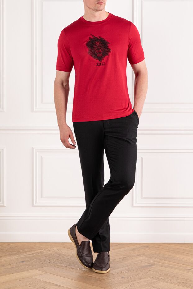 Zilli cotton t-shirt with graphic lion on red background
 189608 - photo 2