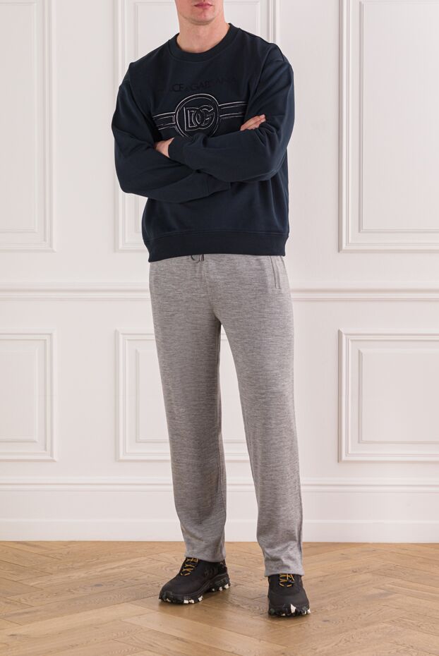 Zilli gray wool trousers with silk trim and drawstring
 189644 - photo 2