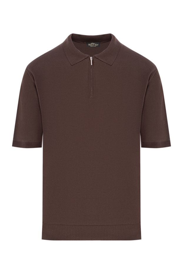 Cesare di Napoli chocolate silk polo shirt with zipped collar 189675 - photo 1
