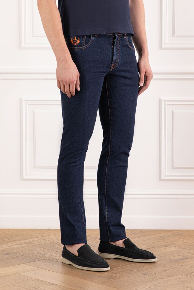 Scissor Scriptor jeans made of thick denim with embroidery on the pocket and contrast stitching 189708 - photo 3