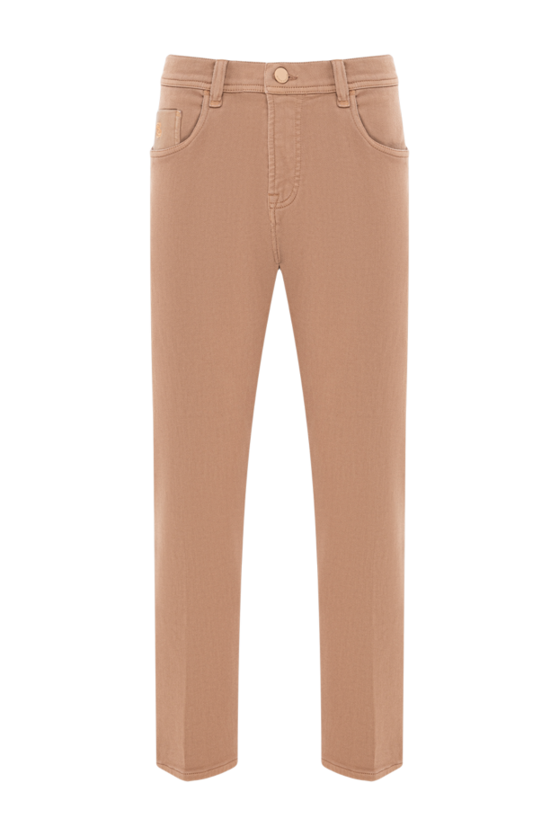 Scissor Scriptor comfortable jeans for every day made of textured beige cotton with a leather label 189737 - photo 1