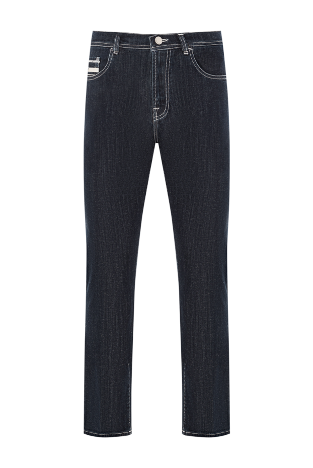 Scissor Scriptor dark blue jeans with embroidered white logo on back pockets 189756 - photo 1
