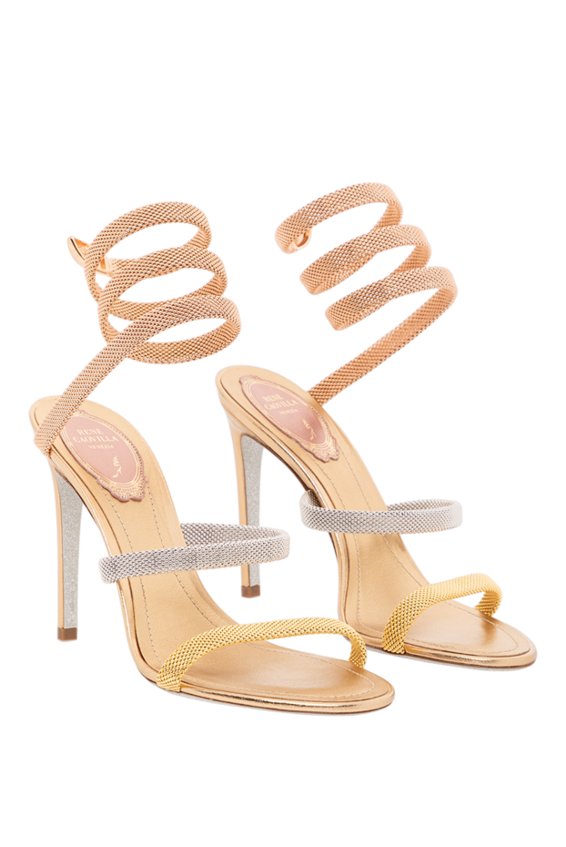 Rene Caovilla stiletto heel sandals with gold and silver weave and spiral lacing 189947 - photo 2