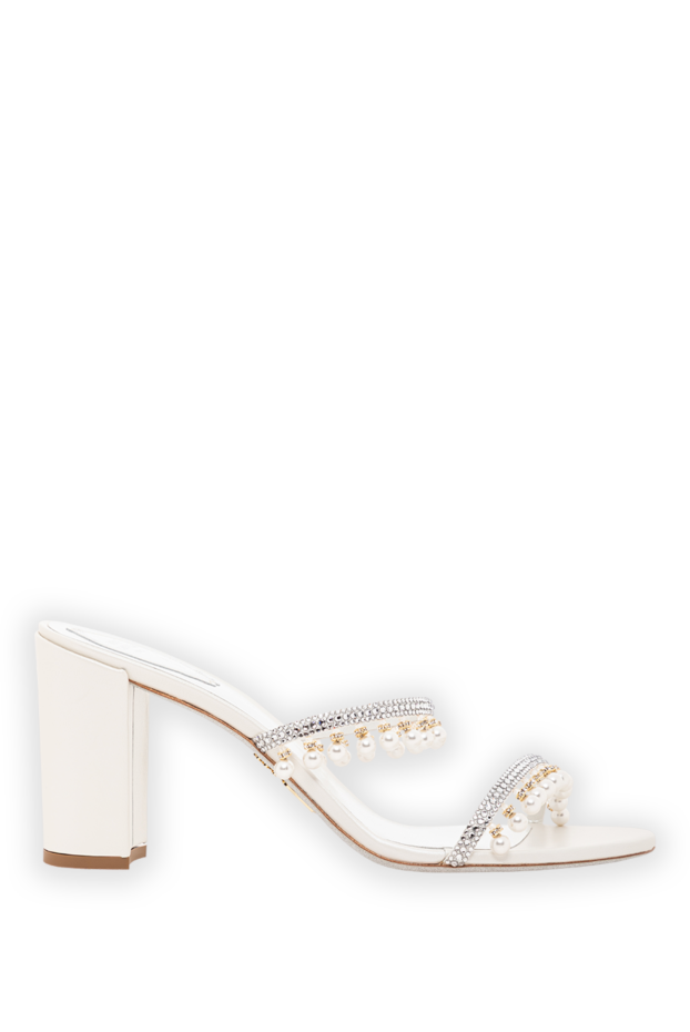 Rene Caovilla white sandals with a stable heel, double straps and beaded pendants 189950 - photo 1