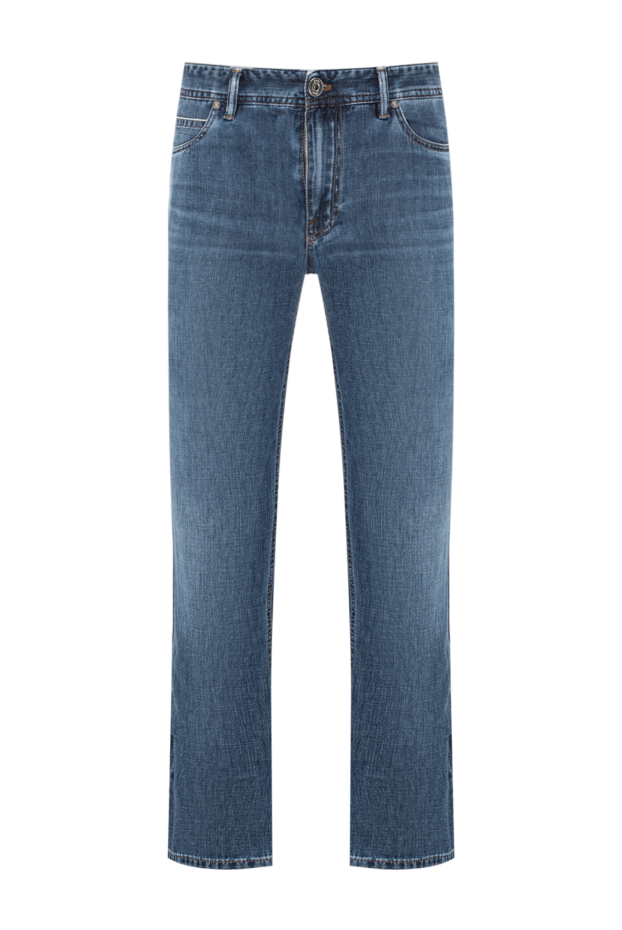 Brioni синие джинсы с эффектом легкой потертости и прямыми штанинами 189983 - фото 1