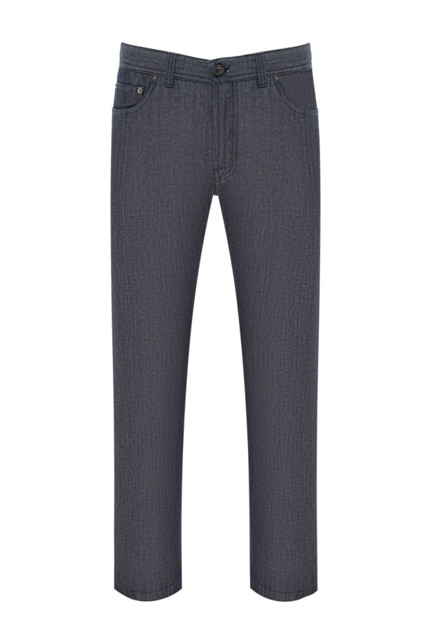 Brioni blue cotton-silk trousers with a delicate sheen 189989 - photo 1