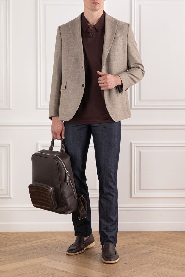 Brioni нәзік жылтыры бар көк мақта-жібек шалбар 189989 - фото 2