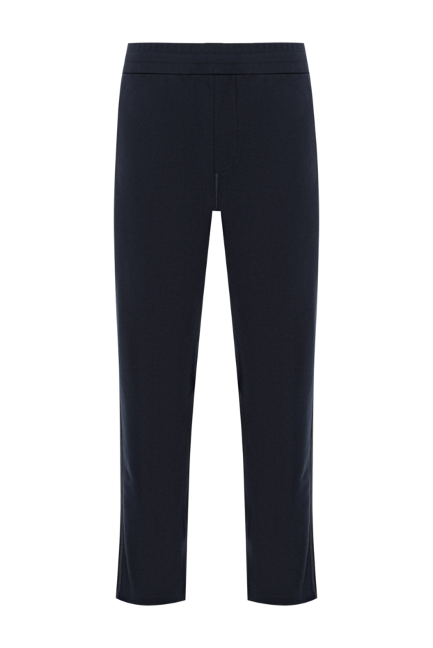 Brioni мужские хлопковые брюки тёмно-синего цвета с эластичным поясом
189997 - фото 1