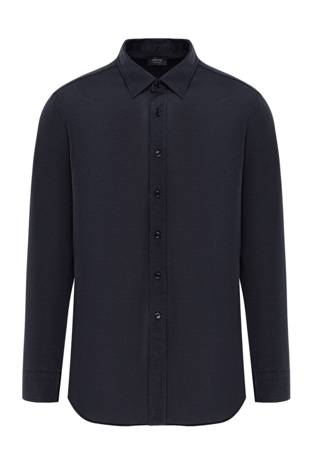 Brioni men's shirt dark blue classic with a slight silk sheen 190008 - photo 1