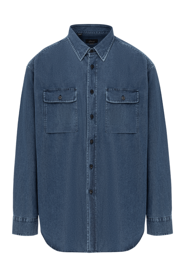 Brioni рубашка из плотного хлопка в джинсовом стиле с накладными карманами 190010 - фото 1