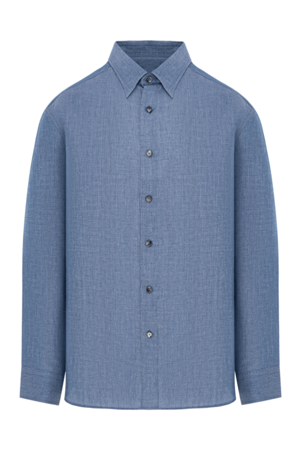 Brioni мужская рубашка из хлопка и конопли в небесно-голубом оттенке
190018 - фото 1