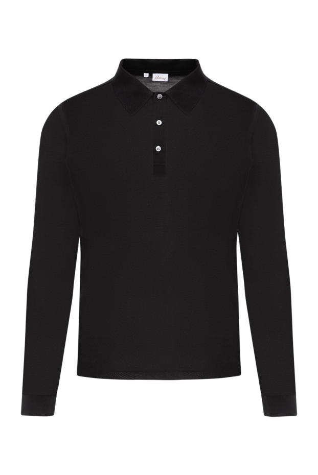 Brioni men's black silk polo shirt with long sleeves 190025 - photo 1