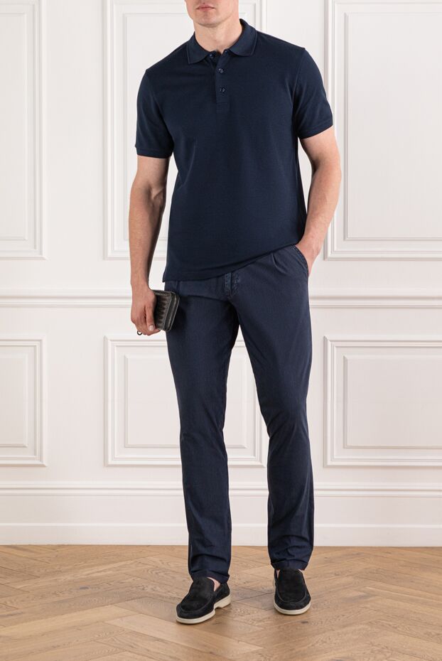 Brioni мақта жейдеден тігілген ақшыл қара көк дизайндағы поло жейде
190028 - фото 2