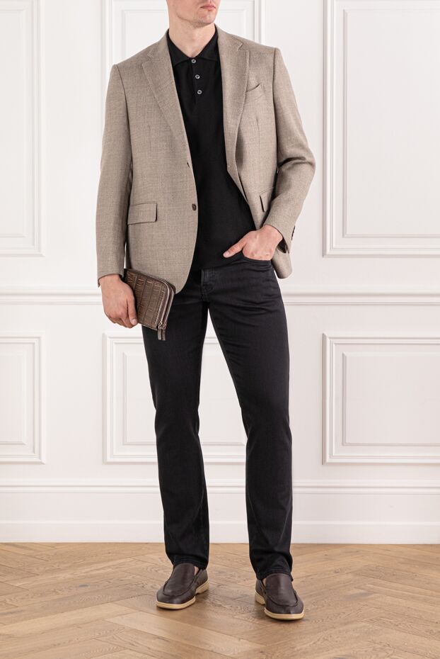 Brioni талғампаз сұлбасы бар классикалық қара түсті жұқа жібектен жасалған поло жейде
 190031 - фото 2