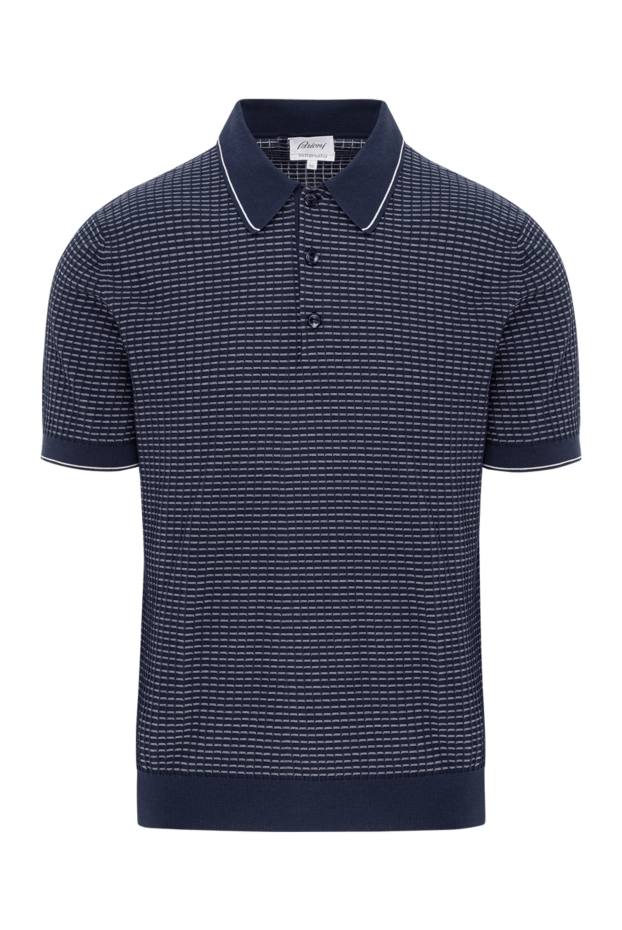 Brioni сәндік тоқылған және контраст жағасы бар көк тыныс алатын мақта полосы
190034 - фото 1