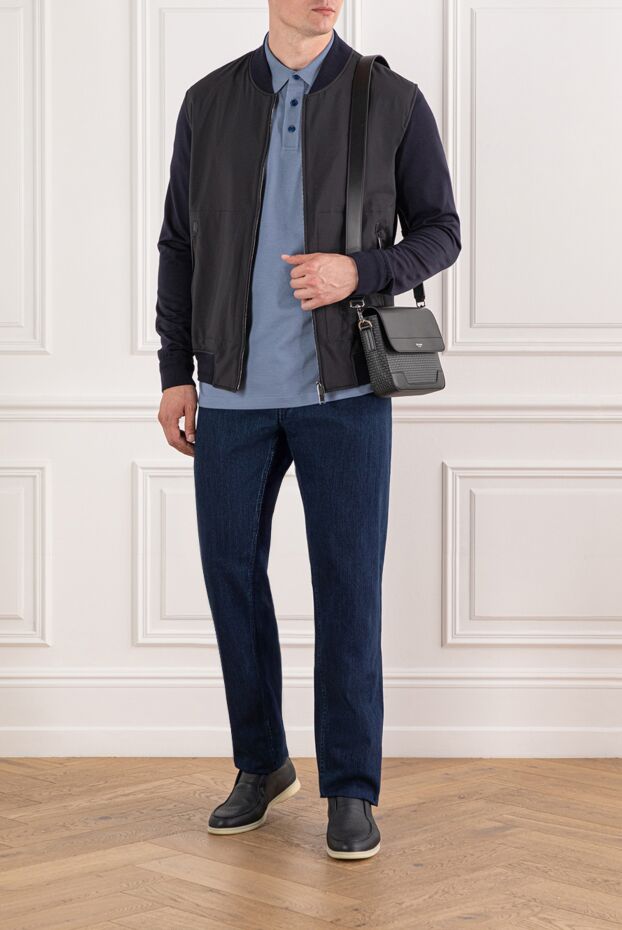 Brioni үш сәйкес түймесі бар сұр-көк түсті мақтадан жасалған поло жейде
190036 - фото 2