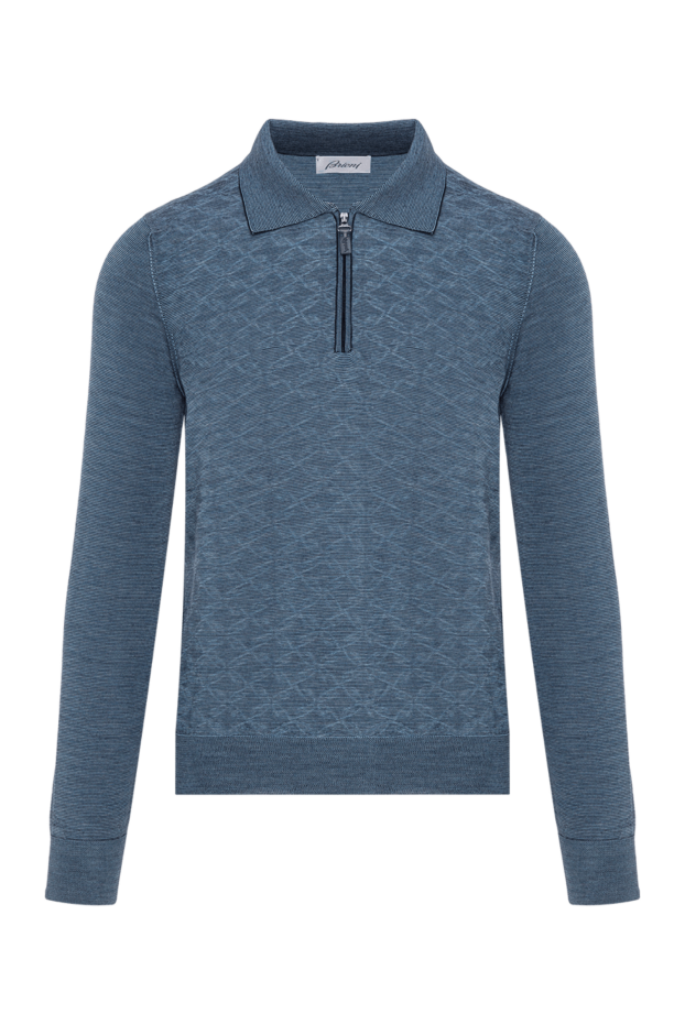 Brioni polo blue with long sleeves in wool and silk with patterned knitting
190048 - photo 1